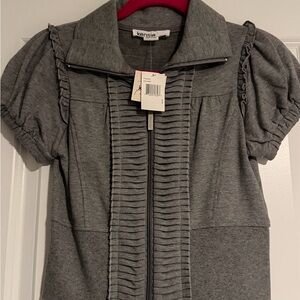 Kensie Gray Ruffle-Trim Zip brand new with tags size small